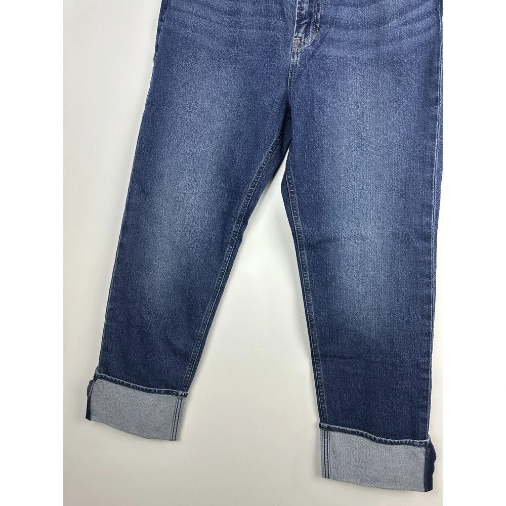 NWT Gap High Rise Cuffed '90s Slim Straight Jeans Blue Denim Plus Size 33 16 - Picture 5 of 12